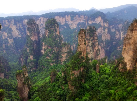 Utsikt i Zhangjiajie Forest Park